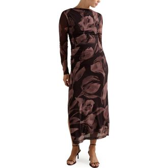 Ever New Alannah Floral Long Sleeve Mesh Midi Dress in Barkley Floral at Nordstrom Rack, Size 4