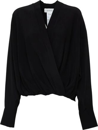 Sportmax Blusa de Seda con Dise&ntilde;o Cruzado - Blouses & Shirts - Mujer - Negro - S