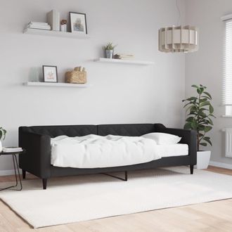vidaXL Sof&aacute; Cama Con Colch&oacute;n Tela Negro 80x200 Cm Vidaxl