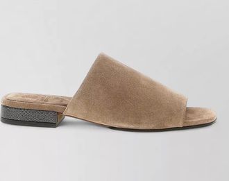 Brunello Cucinelli suede leather flat sandals