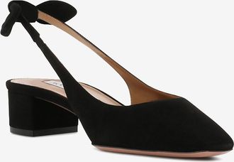 Aquazzura Wildleder-Slingback-Schuhe Very Bow Tie Sling 35