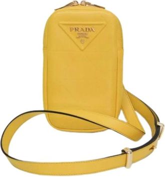 Prada Pre-owned Cross Body Bags, female, Yellow, Size: ONE SIZE Pre-owned Small Shoulder Pouch Pelletteria