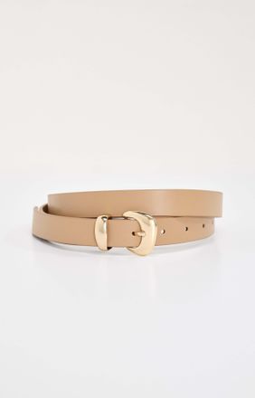 Good American Womens Skinny Bold Buckle Belt | Tan, Size XL/1XL | Good American by Khlo&Egrave; Kardashian