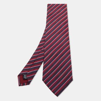 HUGO BOSS Boss By Hugo Boss Burgundy Diagonal Striped Silk Tie