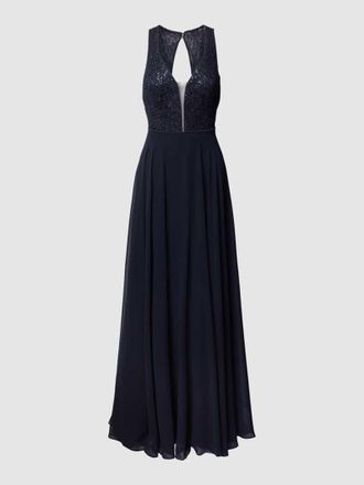 Vera Mont Abendkleid mit Perlen in Marine, Gr&ouml;&szlig;e 34