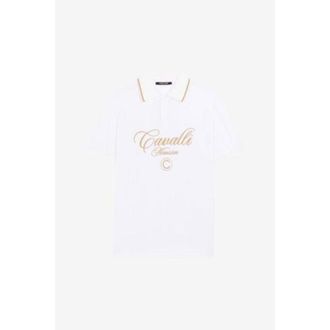 Roberto Cavalli Logo-Embroidered Cotton Polo Shirt, Size Medium