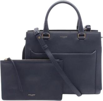 Saint Laurent Pre-owned Vintage Tote Bag - Dames - Vintage Shopper - Blauw - ONE Size - Leer - Vintage