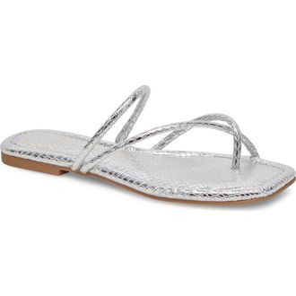 Dolce Vita Leanna Slide Sandal in Silver Embossed Leat at Nordstrom Rack, Size 6