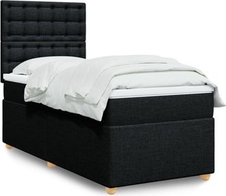 vidaXL Vidaxl - Cama Box Spring Con Colch&oacute;n Tela Negro 80x200 Cm