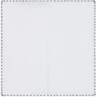 Robert Talbott Carlton Linen Cross Stitch Border Pocket Square in White/blue And White at Nordstrom