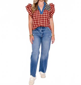 THML Clothing Flutter Sleeve Top In Bold Red