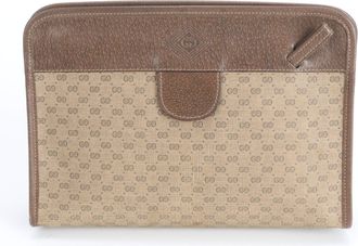 Gucci Brown Micro Gg Leather Coated Canvas Leather Pouch (Pre-Owned)