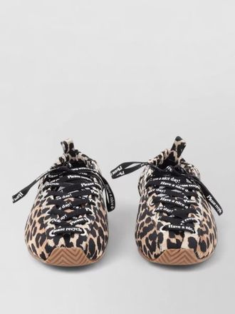 Ganni sporty ballerina sneakers round toe animal print