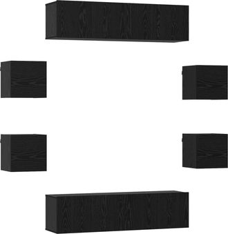vidaXL Conjunto De Mueble De Tv 8 Uds. Roble Negro Vidaxl