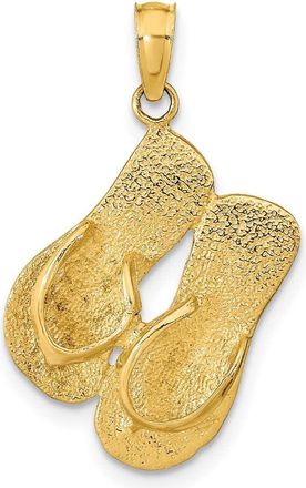 Diamond2Deal 14k Yellow Gold 3-D KEY WEST Reversible Flip Flops Pendant