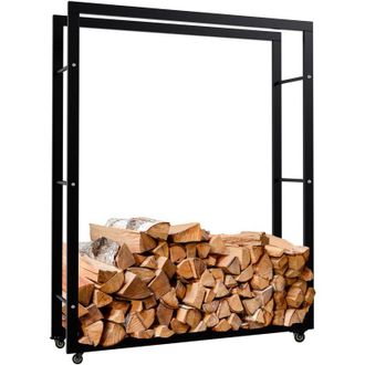 Clp Legna da ardere Keri con rotelle nero 25x100x125 cm