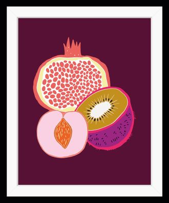 Queence Bild »Leonard« Kunst Lebensmittel Obst Obst Bilder HD Premium Poster-Druck inkl. Holzrahmen