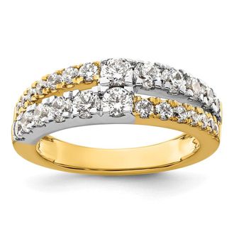 Diamond2Deal 14k Two-tone Lab Grown Diamond Wedding Band Ring 1.25Ct Clarity- VS Color- G-H