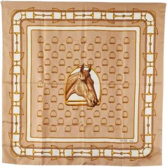 Celine Pre-owned Scarves, female, Beige, Size: ONE SIZE Pre-owned Silk Scarf