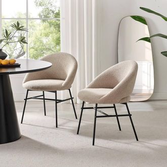 Furniturebox 2x Nella Beige Fabric Dining Chairs