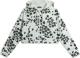 Freddy Felpa corta comfort fit da donna con zip e fantasia maculata