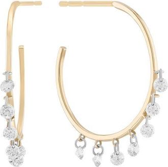 Lana Jewelry 14K Gold Floating Diamond Fringe Hoop Earrings in 14K Yellow Gold at Nordstrom