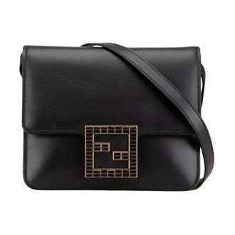 Fendi Pre-owned Leren Crystal Fab Crossbody Tas - Dames - Pre-owned - Zwart - Maat: ONE Size Leer
