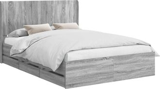 vidaXL Estructura De Cama Con Almacenamiento Y Cabecero Gris Sonoma Vidaxl