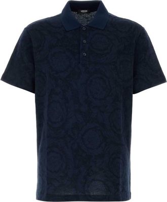 Versace Barocco Cotton Pique Polo Shirt, Size Small