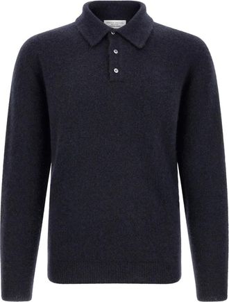 Roberto Collina Polo met lange mouwen - Heren - Ronde hals truien - Blauw - L - Kasjmier - Truien & Vesten