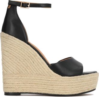 Kazar Bells Wedge Sandal - Dames - Sleehakken - Zwart - 35 EU - Leer - Schoenen