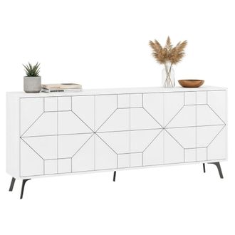 Dmora Aparador Elysium, Buf&eacute; De Sal&oacute;n, Aparador De Sal&oacute;n, Despensa De Cocina, 184x35h77 Cm, Blanco, Con Embalaje Reforzado - Dmora