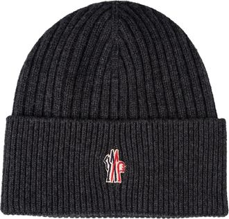 Moncler Anthracite Grey Cashmere Beanie With Logo