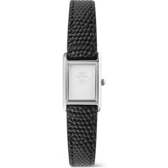 Daniel Wellington Bound Mini Tank Leather Strap Watch, 17mm x 26mm in Silver-Tone/Black at Nordstrom