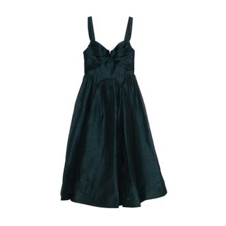Zimmermann Kleedjes, Dames, Groen, S, Katoen, Rebellion Drape Midi Dress