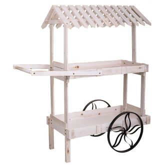 Wanderlust Deco Carro Expositor De Madera Blanco 119x68x138
