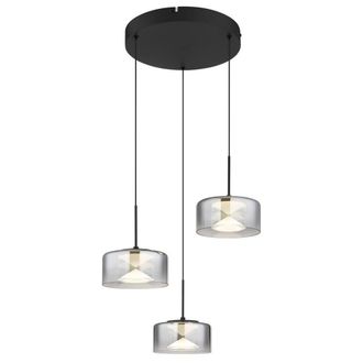 Netlighting Belinda Cluster Pendant Matt Black Smoke Glass Shade 3x LED 4000K