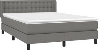 vidaXL Cama Box Spring Con Colch&oacute;n Tela Gris Oscuro 140x190 Cm Vidaxl