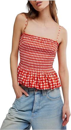 Free People Sundance Tank Top Womens Clothing Red Combo : LG (Womens 12-14), Cotton/Polyester/Rayon