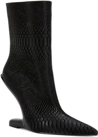 Azalea Wang Glacielle Croc Embossed Heelless Bootie in Black at Nordstrom, Size 8