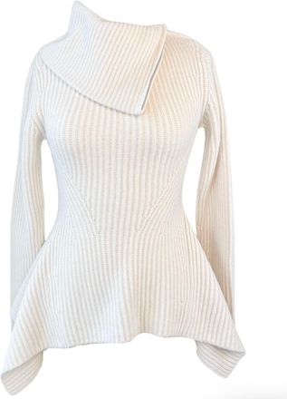 Jonathan Simkhai Womens Keyara Foldover Peplum Sweater In Ivory