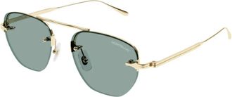 Montblanc Elegante Zwarte Vulpen - unisex - Zonnebrillen - Geel - 52 MM - Accessoires