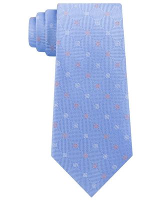 Michael Kors Mens Light Blue Polka Dot 100% Silk Neck Tie Blue Size Regular