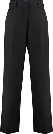 Palm Angels Wollen broek - Dames - Straight fit broeken - Zwart - XS - Wol - Broeken