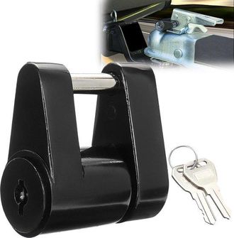 OEM Candado Antirrobo Para Remolque: Candado Seguro Para El Enganche De La Caravana, Compatible Con Acoplamientos Comunes, Incluye 2 Llaves