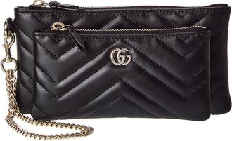 Gucci Gg Marmont Small Leather Pouch With Chian