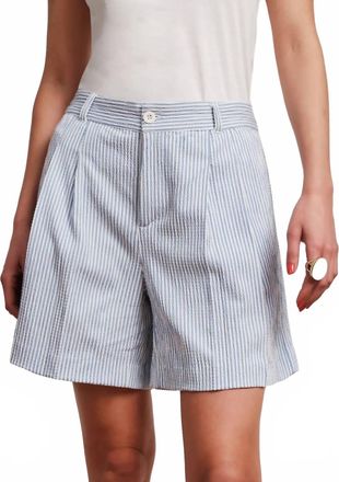 Frances Valentine Benny Short In Light Blue/ White Seersucker