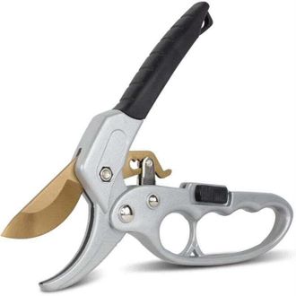 OEM Tijeras De Podar De Titanio Con Mecanismo De Trinquete - Mango Ergon&oacute;mico, Antideslizante Y Seguro - 20 Cm - Gris --crezuo