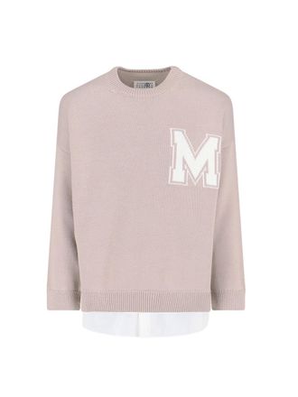 Maison Margiela Textured Knit Sweater with Ribbed Trim - Neutral
