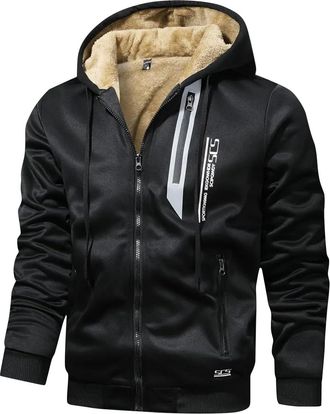 Generic Mens Overcoat Mens Outdoor Fleece Jackets Fleece-Lined Coats To Gathering Sports Coat for Everyday Wear Comfortable Jackets Warm Parka From Casual Wee